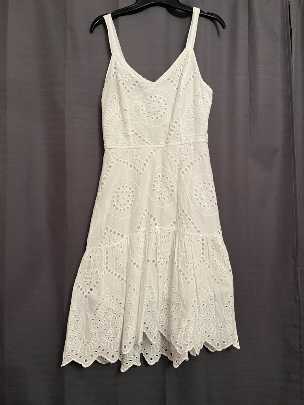 White Eyelet Midi Sundress cute lined front 38 in long; back 42.5